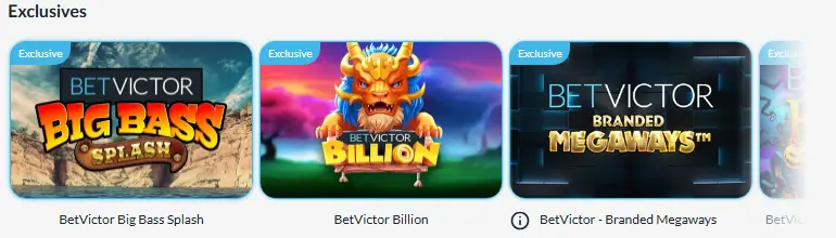 Exclusives slots at Betvictor casino
